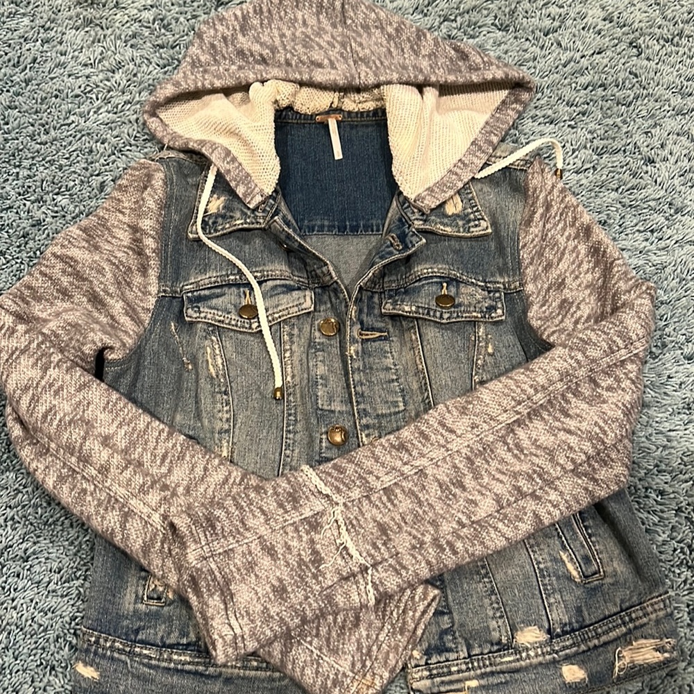 Free People Sweatshirt Jean Jacket
